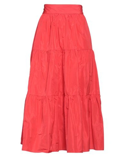 Liu •jo Woman Midi Skirt Tomato Red Size 10 Polyester