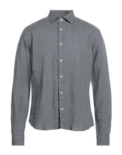 Rossopuro Man Shirt Lead Size 16 Linen In Grey