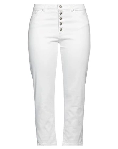 Dondup Woman Pants White Size 31 Cotton, Lyocell, Elastane