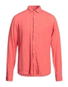 Rossopuro Man Shirt Coral Size 15 ½ Linen In Red