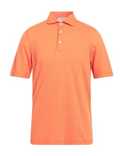 Gran Sasso Man Polo Shirt Orange Size 40 Cotton