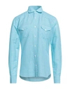 DANDYLIFE BY BARBA DANDYLIFE BY BARBA MAN SHIRT TURQUOISE SIZE 15 ¾ LINEN, COTTON