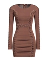 Elisabetta Franchi Woman Mini Dress Brown Size 8 Viscose, Polyamide, Polyester, Metal In Brown