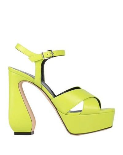 Si Rossi By Sergio Rossi Woman Sandals Yellow Size 8.5 Soft Leather