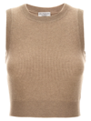 Brunello Cucinelli Metallic Cashmere-silk Rib Cut-in-shoulder Tank Top