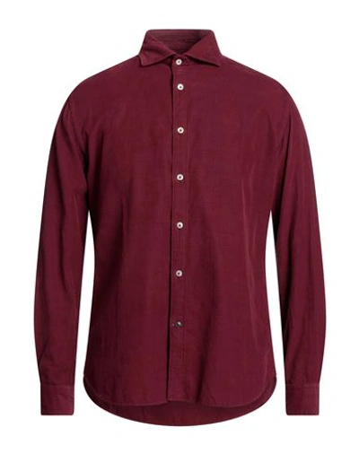 Alley Docks 963 Man Shirt Burgundy Size L Cotton In Red