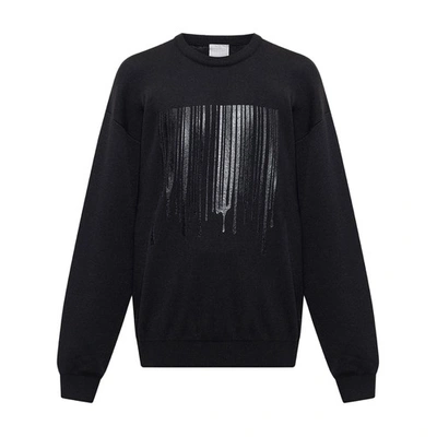 Vtmnts Logo-print Knit Sweater In Black_black