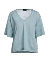 Roberto Collina Woman Sweater Sky Blue Size L Linen, Polyester