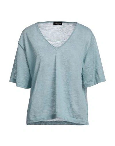 Roberto Collina Woman Sweater Sky Blue Size L Linen, Polyester