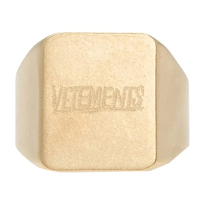 Vetements Ring With Logo In Gold