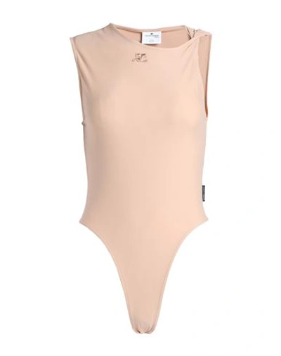 Courrèges Courreges Woman Bodysuit Sand Size L Polyamide, Elastane In Beige