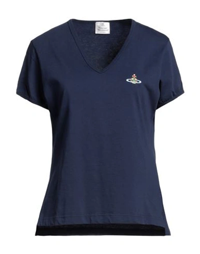 Vivienne Westwood Woman T-shirt Midnight Blue Size Xl Cotton