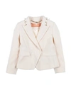 Elisabetta Franchi Babies'  Toddler Girl Suit Jacket Cream Size 6 Polyester In White