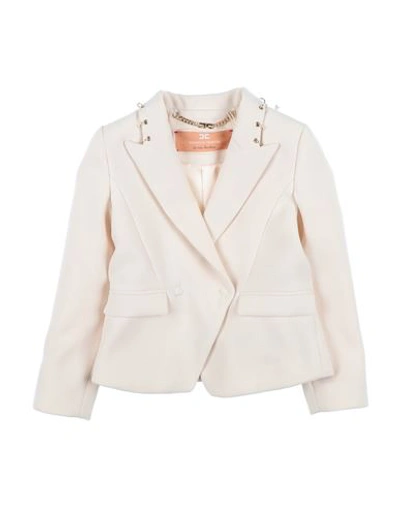 Elisabetta Franchi Babies'  Toddler Girl Suit Jacket Cream Size 6 Polyester In White