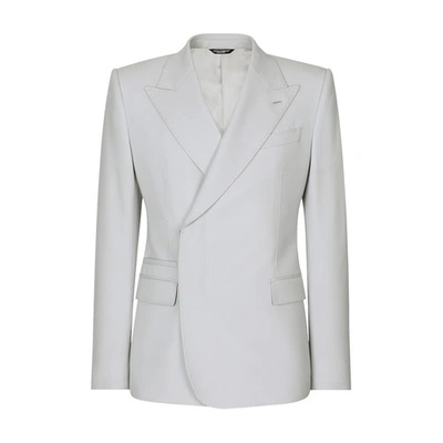 Dolce & Gabbana Double-breasted Stretch Wool Sicilia-fit Jacket In Light_grey