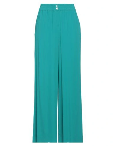 Semicouture Woman Pants Deep Teal Size 6 Acetate, Silk In Green