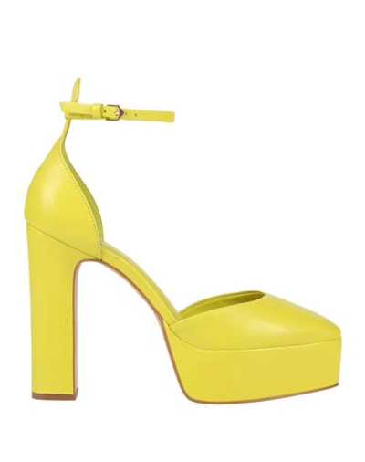 Carrano Woman Pumps Yellow Size 10 Soft Leather