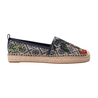 Tory Burch T Monogram Embroidered-motif Espadrilles In 960