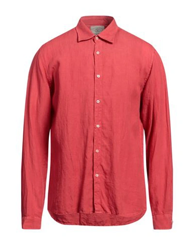 Rossopuro Man Shirt Coral Size 5 Linen In Red