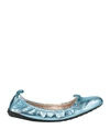 Tod's Metallic Textured-leather Ballet Flats In Blue
