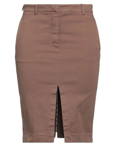 N°21 Woman Midi Skirt Light Brown Size 4 Cotton, Elastane In Beige