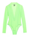 Not After Ten Woman Bodysuit Lime Green Size S Polyamide, Elastane
