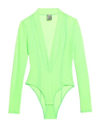 Not After Ten Woman Bodysuit Acid Green Size M Polyamide, Elastane