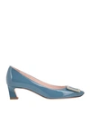 Roger Vivier Woman Pumps Light Blue Size 10 Soft Leather