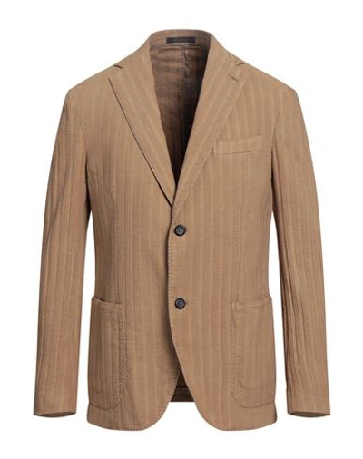 The Gigi Man Suit Jacket Camel Size 44 Cotton In Beige