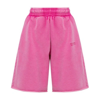 Vetements Logo-embroidered Wide-leg Shorts In Washed_hot_pink