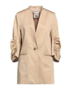 Semicouture Woman Blazer Beige Size 8 Cotton, Linen, Polyester