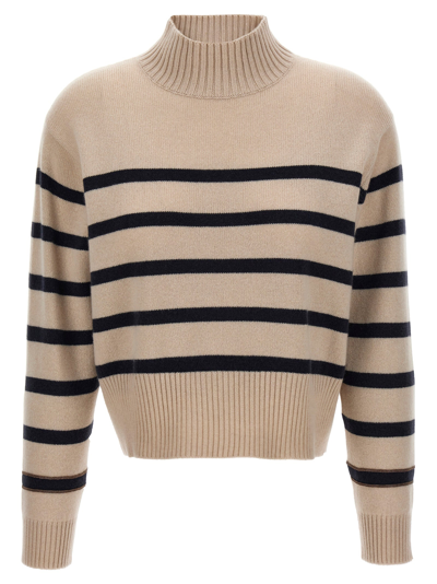 Brunello Cucinelli Long-sleeved Turtleneck Sweater In Fine Cashmere With Striped Pattern. Exclusive Jewel Details Next In Multicolour