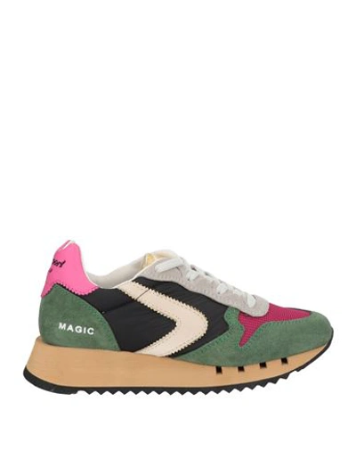 Valsport Woman Sneakers Military Green Size 6 Soft Leather, Textile Fibers In Green