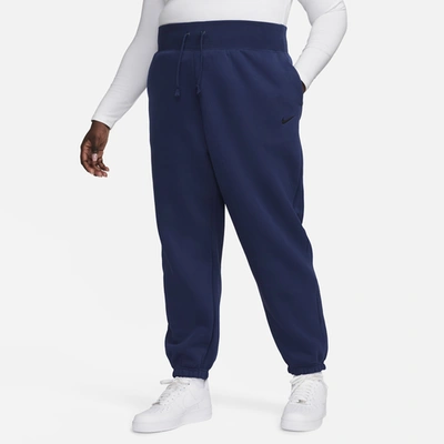 Nike Womens  Plus Size Style Fleece High Rise Pants In Midnight Navy/black