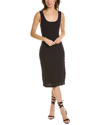 Vince Paneled Linen-blend Tank A-line Dress In Blue