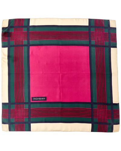 Saint Laurent Printed Silk-twill Scarf In Green