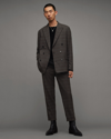 Allsaints Spica Checked Double Breasted Blazer In Brown