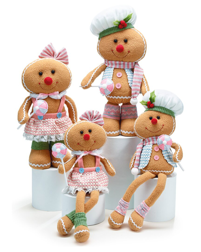 Burton & Burton Burton + Burton Set Of 4 Decor Plush Gingerbread Family In Brown