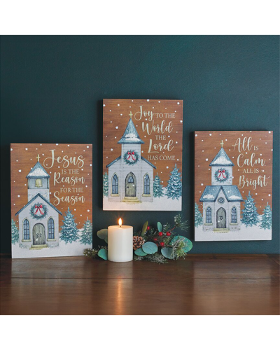 Burton & Burton Burton + Burton Wall Hanging Joyful Holiday Church In Brown