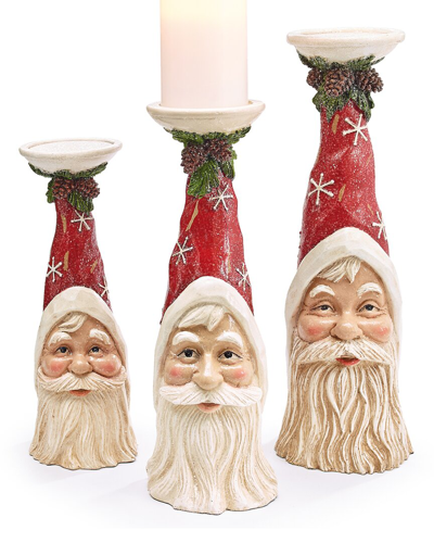 Burton & Burton Burton + Burton Set Of 3 Candleholder Santa Head In Red