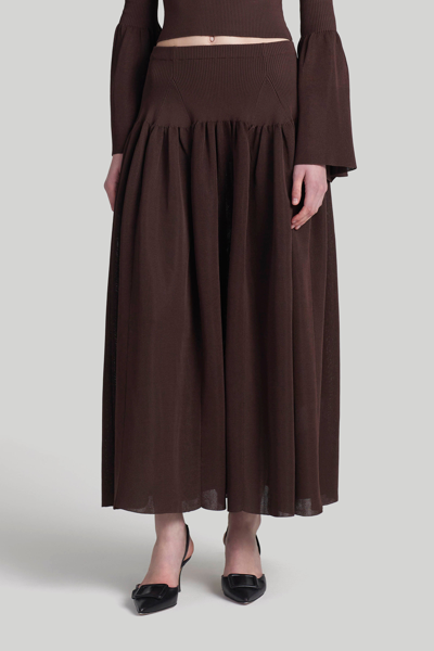 Altuzarra Cushing Ribbed Midi Skirt In Tobacco