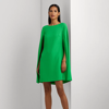 Ralph Lauren Cape Georgette Cocktail Dress In Green Topaz
