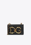 Dolce & Gabbana Baroque Small Leather Crossbody Bag In Black