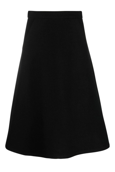 Société Anonyme Embroidered-logo Midi Skirt In Black