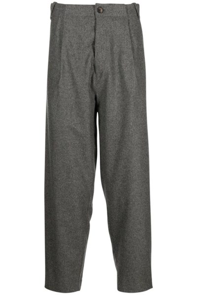 Société Anonyme Logo-embroidered Tapered Cropped Trousers In Grey