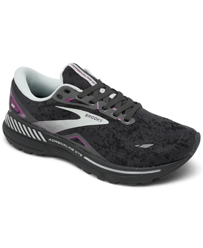 Brooks Women's Adrenaline Gts 23 Running Sneakers From Finish Line In Black,light Blue,purple