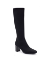 Aerosoles Centola Boot-dress Boot-tall-mid Heel In Black Fabric - Stretch Gabardine