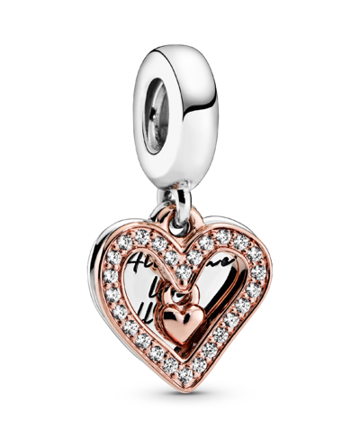Pandora Cubic Zirconia Sparkling Freehand Heart Dangle Charm In Clear