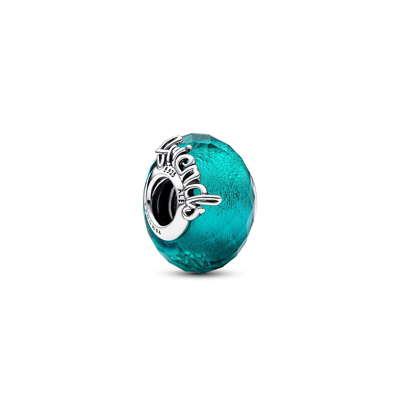 Pandora Sterling Silver Faceted Murano Glass Friendship Charm In Green