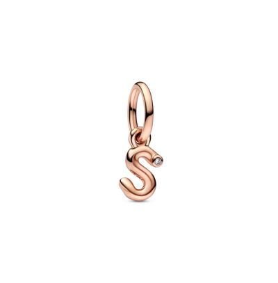 Pandora 14k Rose Gold-plated Script Alphabet Dangle Charm In Rose Gold - S